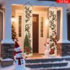 Merry Christmas Porch Sign Distressed Santa Claus 1 Pair Polyester Indoor Outdoor Decor