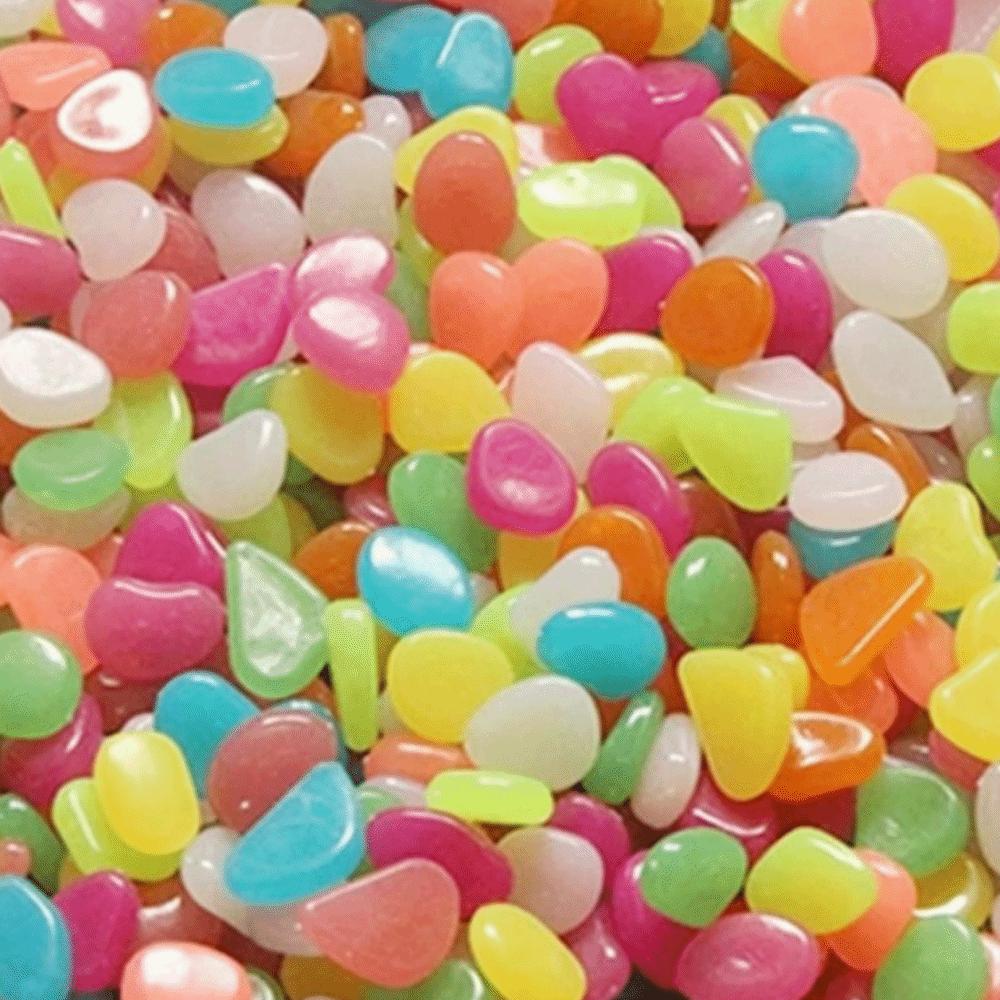 600Pcs Resin Glow in The Dark Pebble Colorful Aquarium Decoration Stone Landscape Decoration