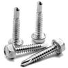 ShopXJ 100-Piece Hex Head Drill Screws, M4, M5, M6, Stainless Steel, White (M6.3*25)