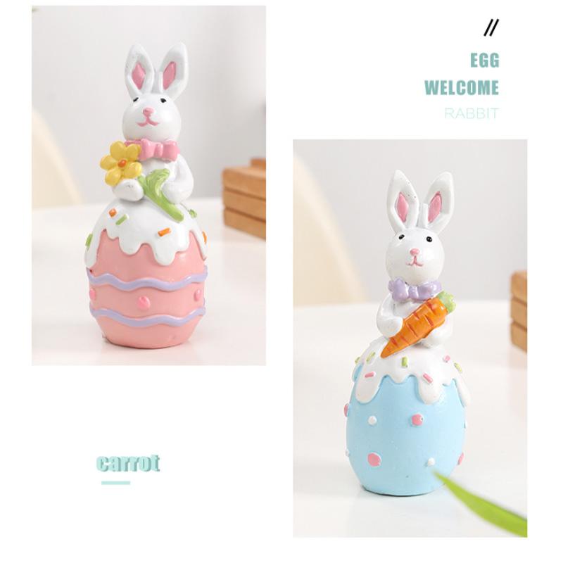 Ins Cute Rabbit Resurrection Egg Resin Ornament Easter Atmosphere Decoration Home Party Gift Children'S New Year Gift