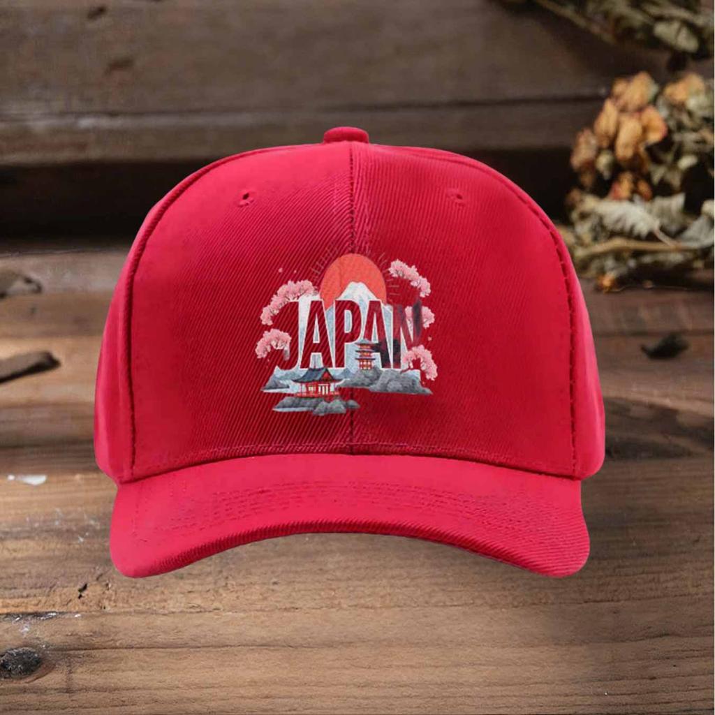 Japan Mount Fuji Cherry Blossom Temple Baseball Cap Adjustable Lightweight Breathable Sun Hat For Travel Outdoor Beach Casual
