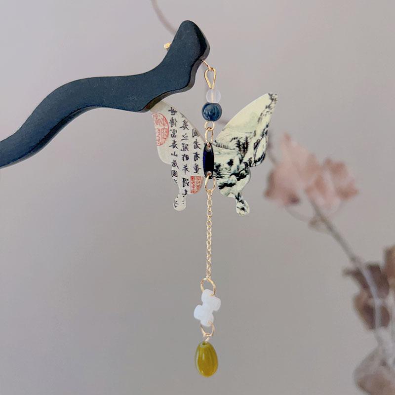 Заколки-клипсы для волос с кисточками-бабочками в китайском стиле для женщин, винтажные деревянные заколки-палочки для волос, аксессуары для волос