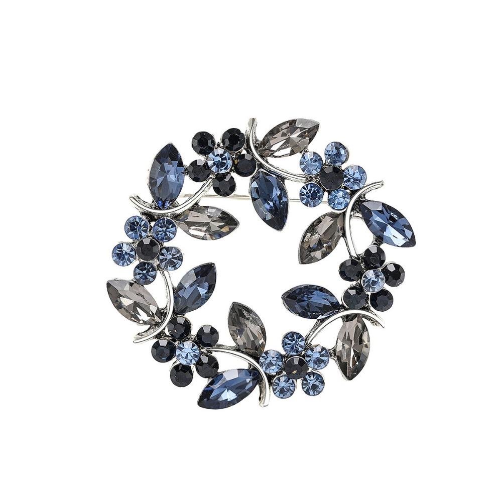 Брошь-венок из цинкового сплава с оливковой ветвью Женская брошь Милый зажим с оливковой ветвью и стразами Подарки