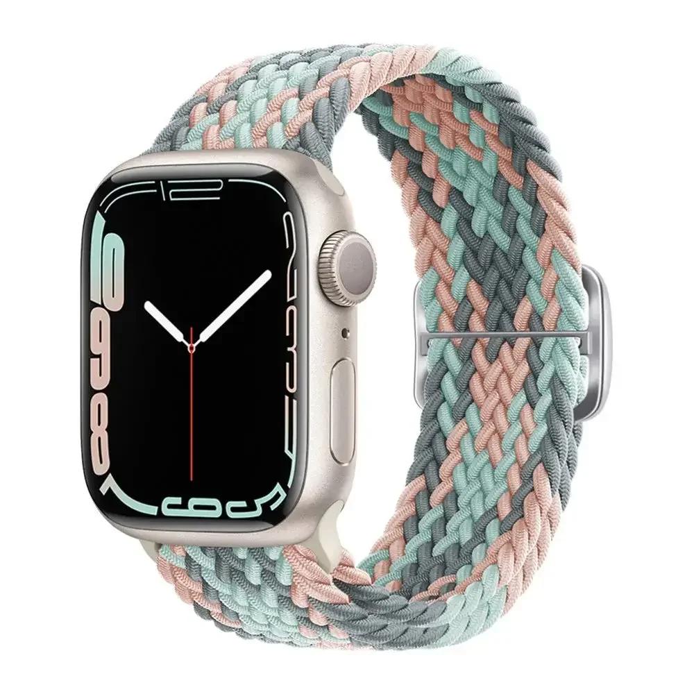 Нейлоновый ремешок для Apple Watch Ultra 2 49 мм 40 мм 44 мм 41 мм 38 45 мм Эластичный плетеный браслет-петля для iWatch Series 9 8 7 6 SE 5 4