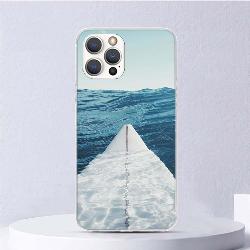 Surfboard Surfing Art Surf Girl Summer Soft Case For iPhone 16 17 Air 16E 15 Plus 11 12 13 Mini 14 Pro Max Phone Cover Apple 7 8