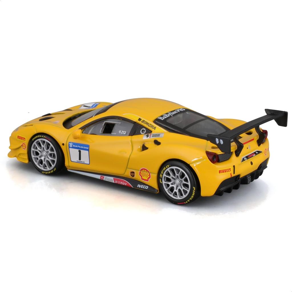 Bburago Масштаб Ferrari 488 Challenge 2017 Желтый Гоночный Спортивный Автомобиль Литая Модель Автомобиля Готовое Изделие 1/43 #1 / 18-36306