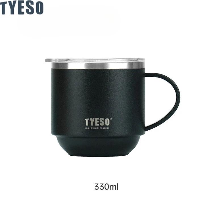 Кружка для кофе из нержавеющей стали Tyeso Прочная настольная офисная кружка с ручкой и прозрачной крышкой Идеально подходит для горячих напитков и повседневного использования