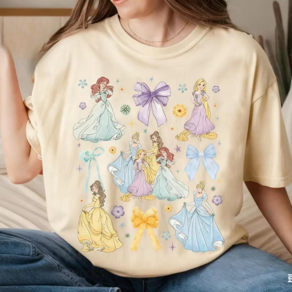 Summer Tshirt Princess Cinderella Outfit Oversized Casual Loose Unisex Women Short Sleeve Tee Skinfriendly Cotton
