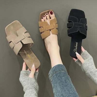 Мода 2025 Лето Новые Женские Шлепанцы Плоская Подошва Нескользящие Уличные С Открытым Носком Пляжные Женские Сандалии Сексуальный Модный Дизайн Слайды Женская Обувь