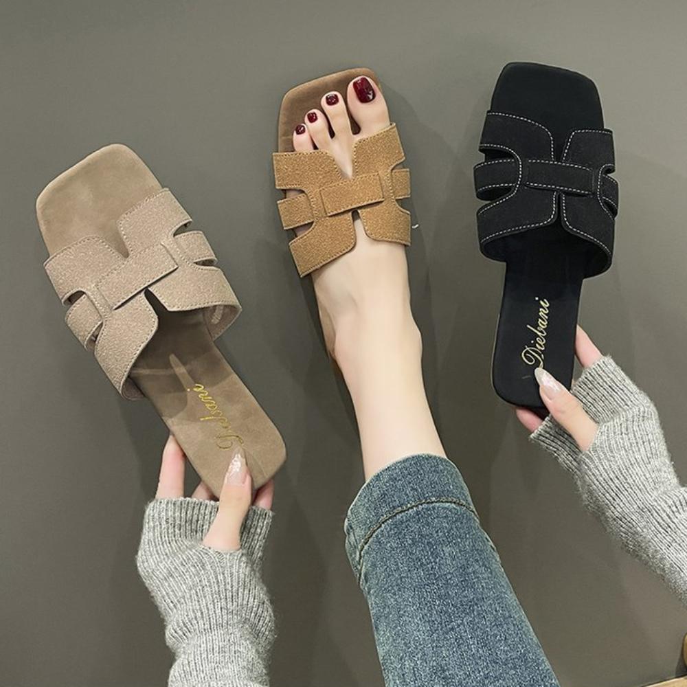 Мода 2025 Лето Новые Женские Шлепанцы Плоская Подошва Нескользящие Уличные С Открытым Носком Пляжные Женские Сандалии Сексуальный Модный Дизайн Слайды Женская Обувь