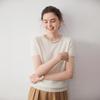 Women's Rhinestone Cashmere Sweater - Short-Sleeved, Skin-Friendly Knit, Round Neck, Perfect for Autumn/Winter.