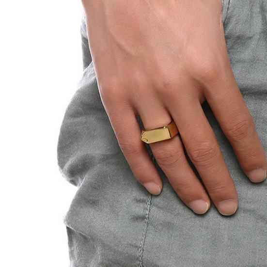 Retro Ring Pure Color Polished Titanium Steel Flat Surface Simple Style Luster Multi Sizes Anti-Rust Lightweight Finger Jewelry