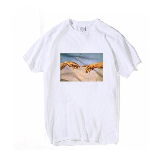 2023 Новые женские футболки с принтом Микеланджело, короткий рукав, Харадзюку, круглый вырез, повседневные, мягкие, с аниме-графикой, женская одежда оверсайз