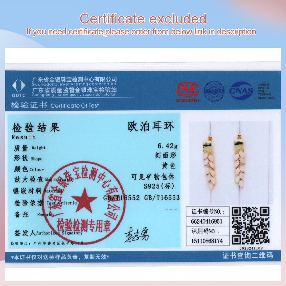 925 Sterling Silver Gorgeous Design October Birthstone Natural Opal 18K Yellow Silver Earring Birthday Gift for Women and Girls