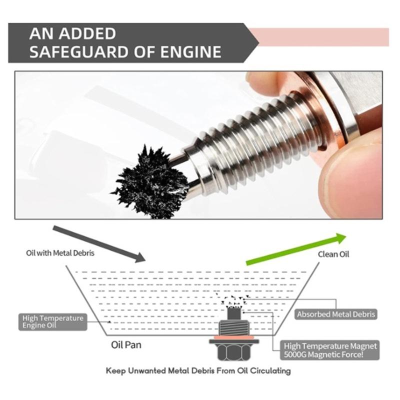 M12x1.25/M14x1.5/M16x1.5 Oil Drain Plug Oil Pan Drain with Washer Auto Replacement Engine Oil Drain Plug Oil Drain Plugs 3