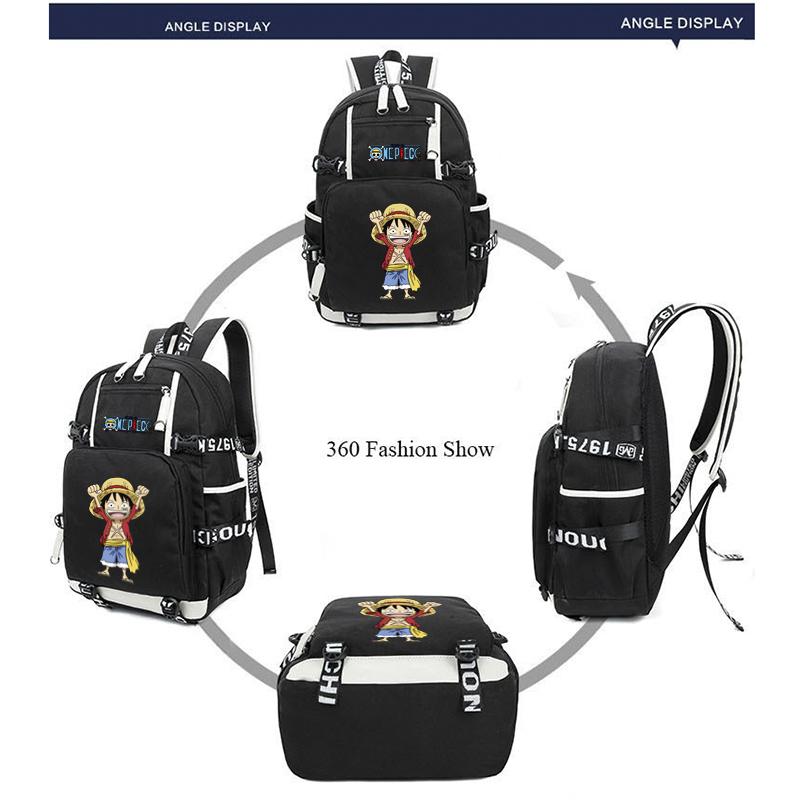 Цельный рюкзак в стиле аниме для мальчиков и девочек-подростков, школьный рюкзак Луффи для мужчин и женщин, USB-сумки для отдыха с USB-портом