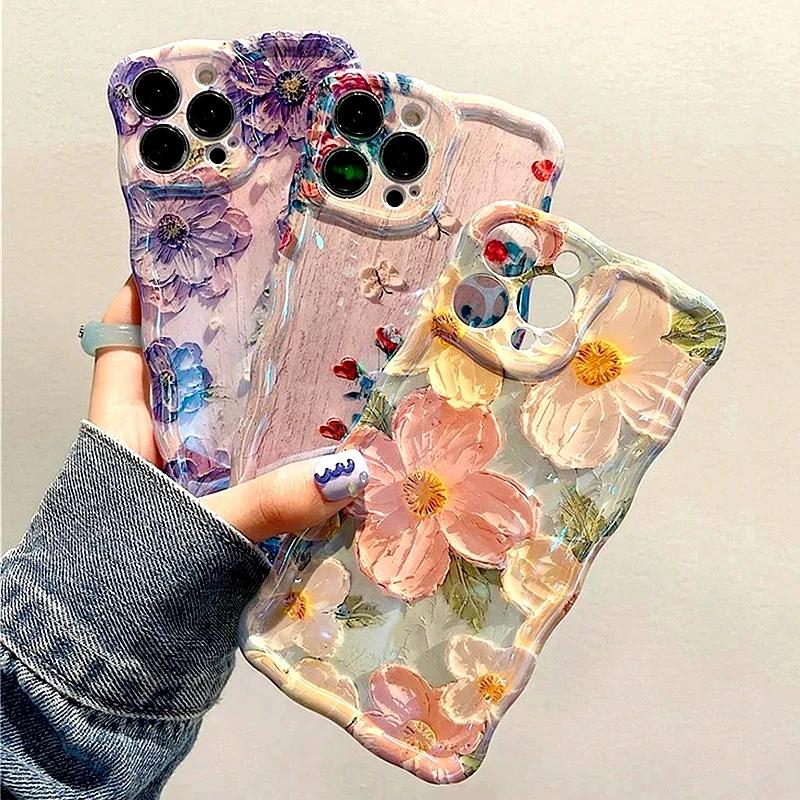 Роскошный чехол для телефона с лазерным цветочным узором Для For Iphone 11 12 13 14 15 16 17 Pro Max Ударопрочный бампер Чехол