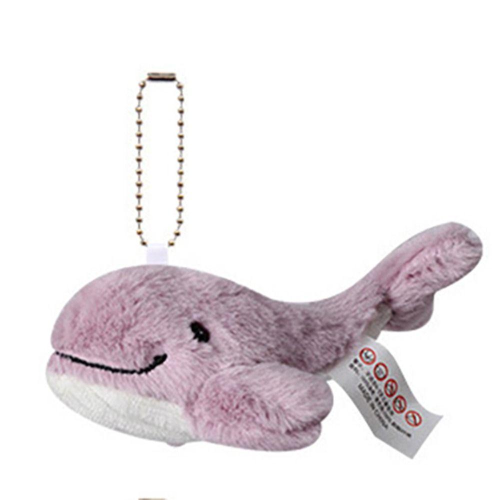 Kawaii Plush Stuffed Whale Keychain Cute Marine Organism Keyring Cetacean Pendant Bag Hanging