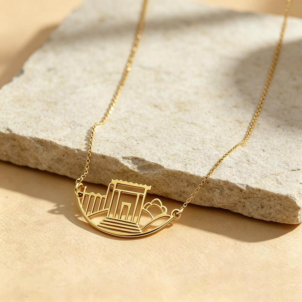 Stainless Steel Gold Color Beit HaMikdash Necklace Jerusalem Holy Temple Necklaces Women Jewish Jewelry Gift