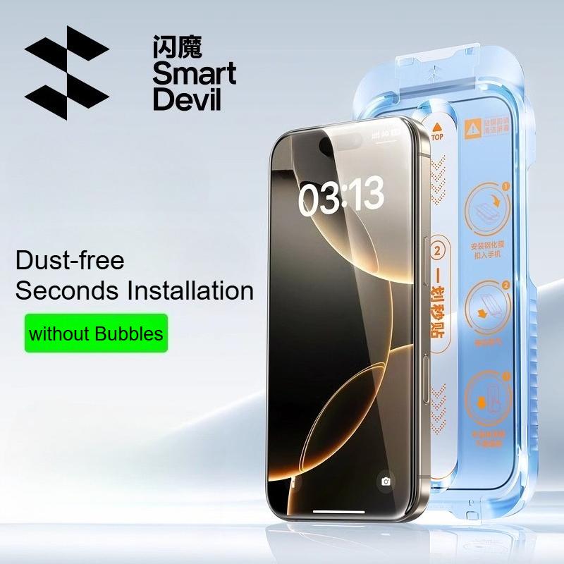 SmartDevil 1/2PCS Dust-free Temperd Glass Film for iPhone 16 Pro Max 15 Pro 16e 14 13 HD Clear Screen Protector Anti-fingerprint 1