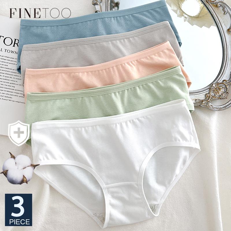 FINETOO 3Pcs Women's Cotton Underwear Panty Cute Sexy Panties Female Seamless Underpants Panty Intimates Women Lingerie M-XL