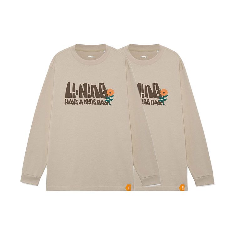 Li-Ning Футболка свободного кроя с принтом логотипа Urban Outdoor Series, топы унисекс, прибрежно-серый AHSR985-2