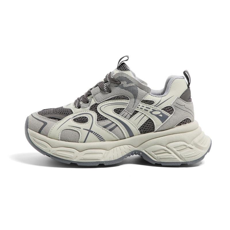 Thick Pops Shoes Women's Spring Gray Sneakers Versatile Thick Bottom Heightening Casual Sneakers