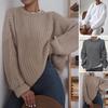 Round Neck Long Sleeve Loose Solid Color Thick Knitted Casual Casual Soft Anti-shrink Anti-pilling Lady Sweater
