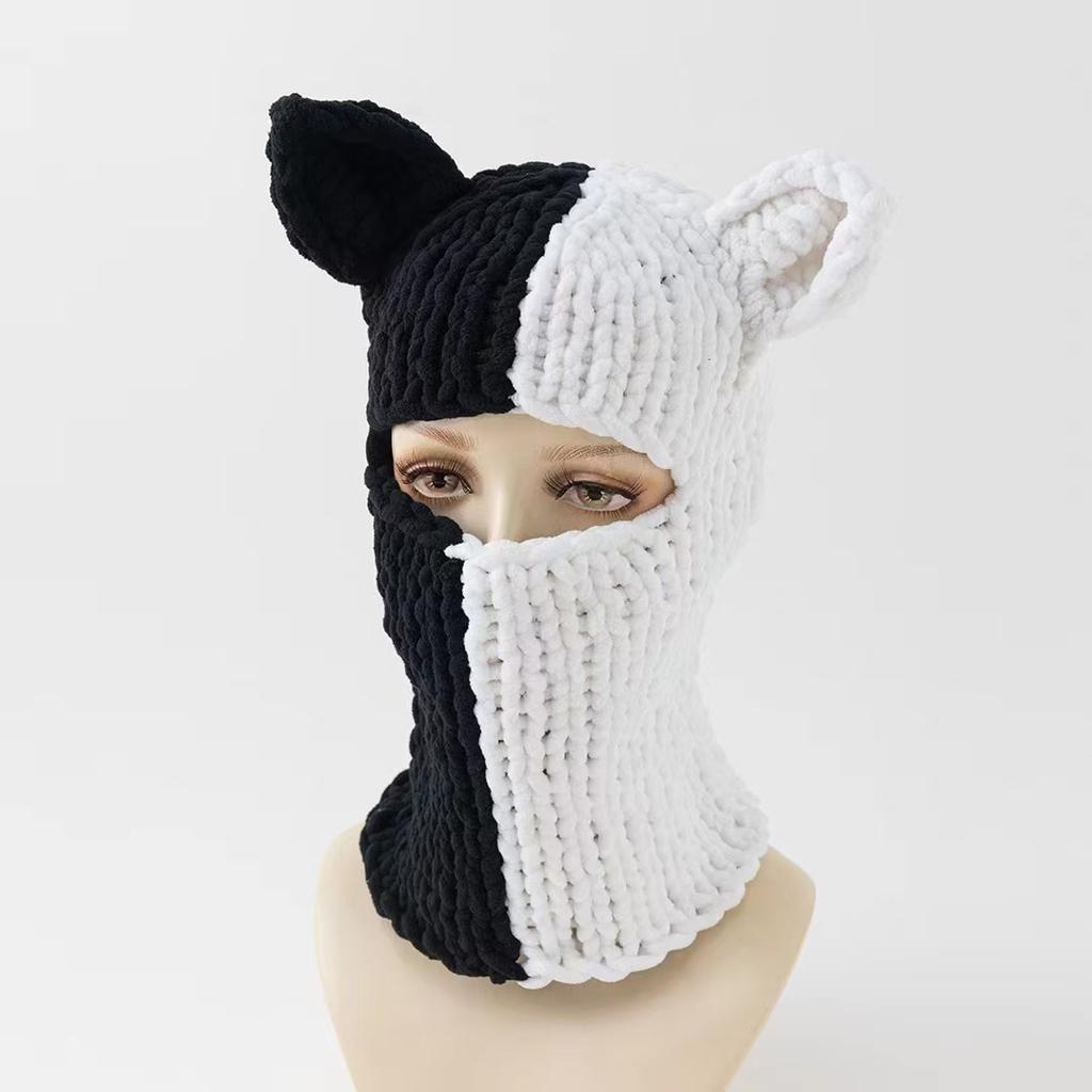 2020Fashion Womens Knit Full Face Ski Mask Crochet Balaclava Winter Warm Kawaii Cute Bunny Ears Knitted Balaclava Face Cover Mask