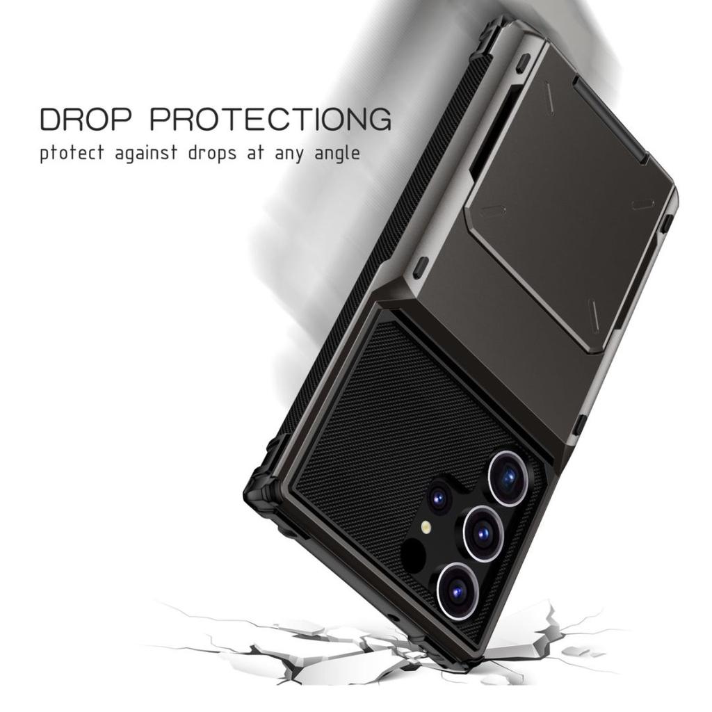 Для Samsung Galaxy S25 Ultra чехол PC+TPU двухслойная задняя крышка телефона с держателем для карт