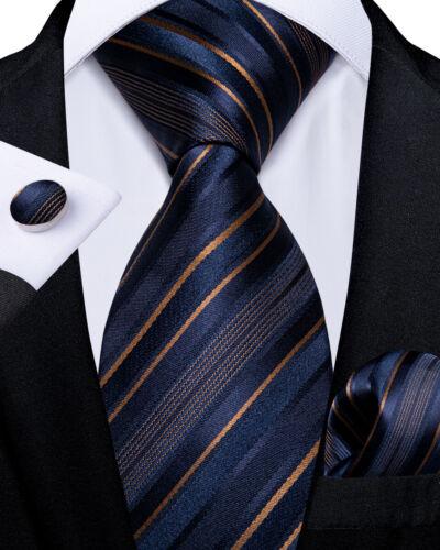 Dibangu Красный, синий, золотой, серый, мужской шелковый полосатый тканый галстук, носовой платок, запонки