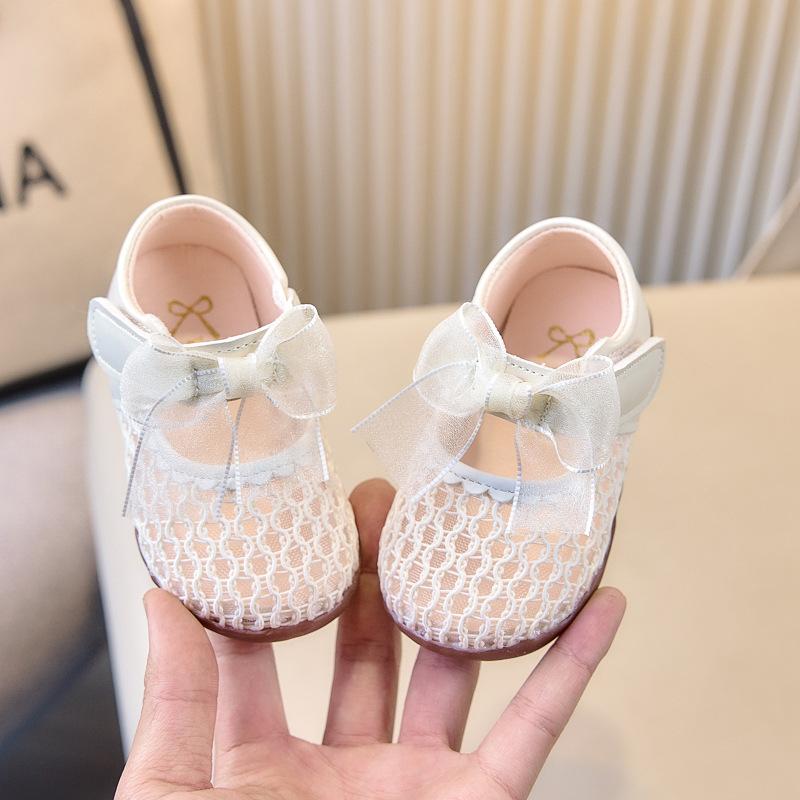 Spring and summer cute baby girl shoes, little princess soft-soled toddler shoes, Korean style bow-knot girls' shoes, mesh breathable