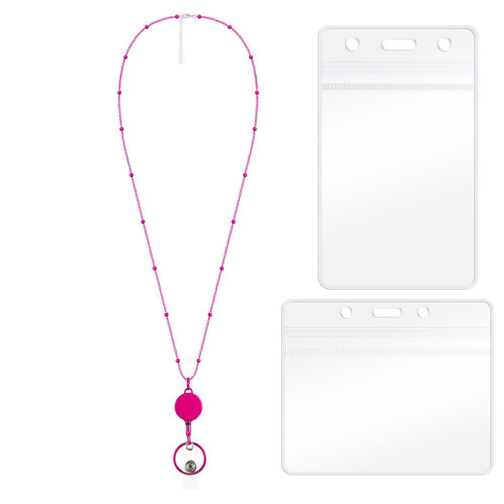 Clips Retractable Badge Reel Lanyard DIY Beaded Lanyard Badge Holder Necklace with ID Card Holders