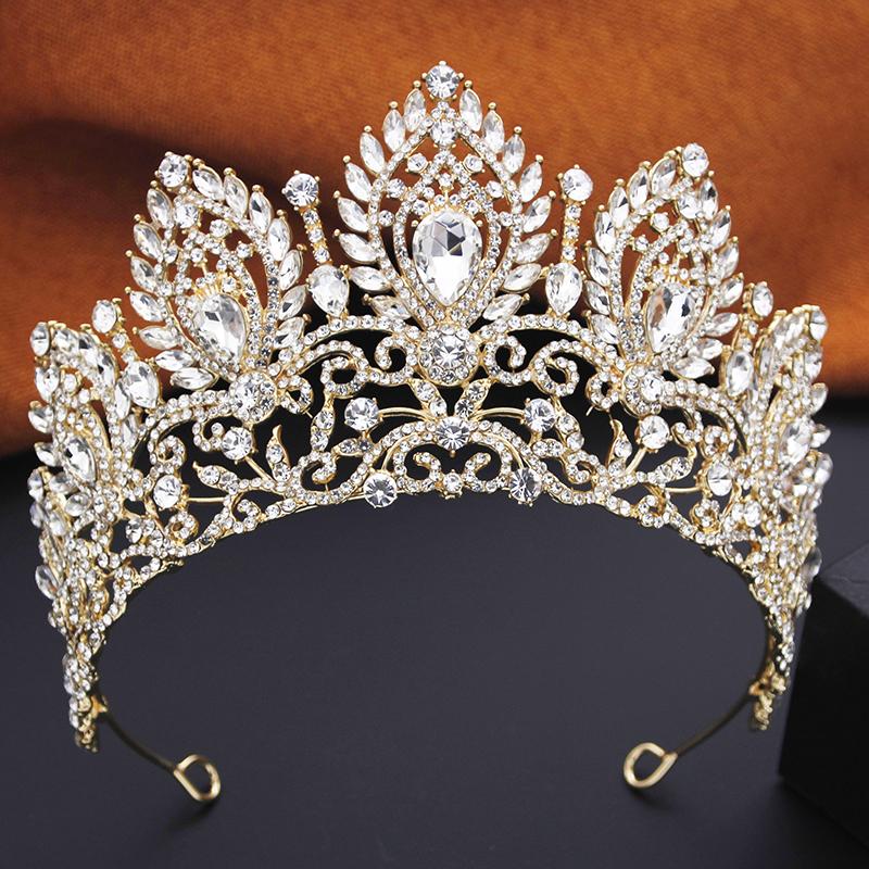 Royal Queen Red Green Crown Big Diadem Bride Tiara Crowns for Women Bridal Wedding Party Crown Hair Dress Jewelry Accessori