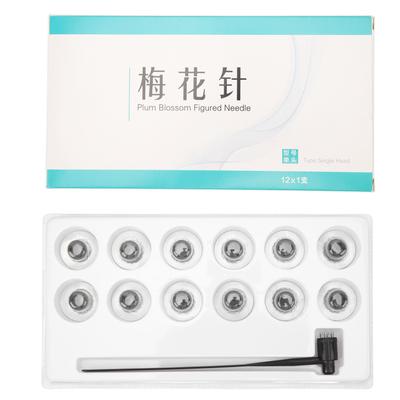 Семизвездочный игольчатый молоток из нержавеющей стали с цветком сливы для кожи с 12 сменными головками