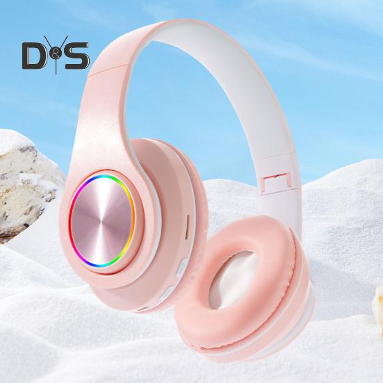Wireless Headphones with RGB Breathing Light Stable Connection Low Latency Noise Reduction Deep Bass Bluetooth-compatible Over-Ear Headphones