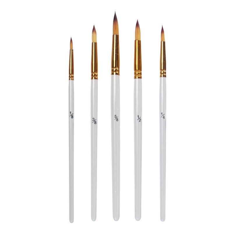 Кисть для рисования JOWOART, двухцветная, нейлоновая, круглая, с коротким деревянным стержнем, набор из 5 кистей для рисования гуашью и маслом, принадлежности для рисования Wercolor