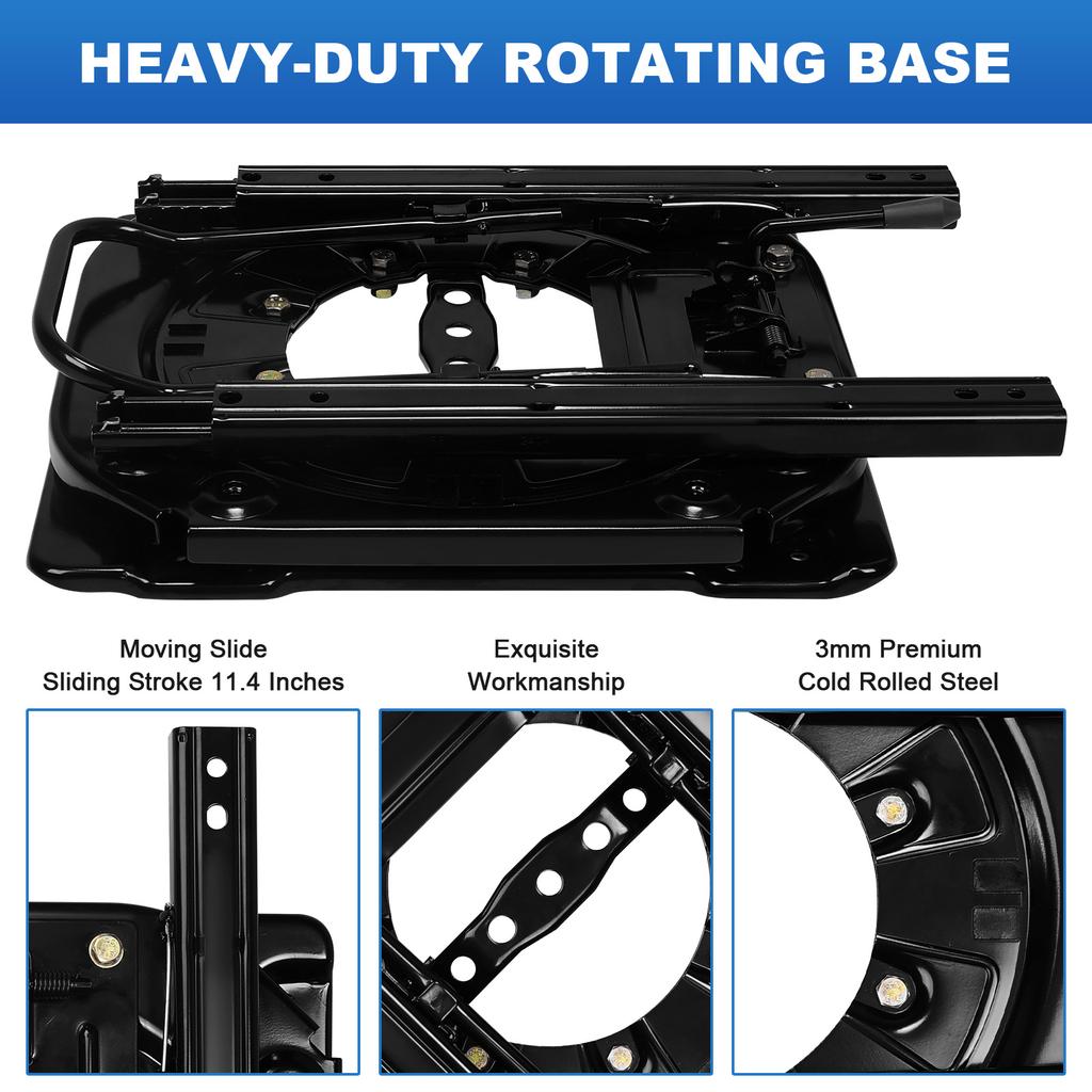 3mm Steel Plate Heavy Duty Seat Swivel Base W/ Slider Rotating Seat Base Car Chair Swivel Base for RV Van Camper Boat Truck Bus