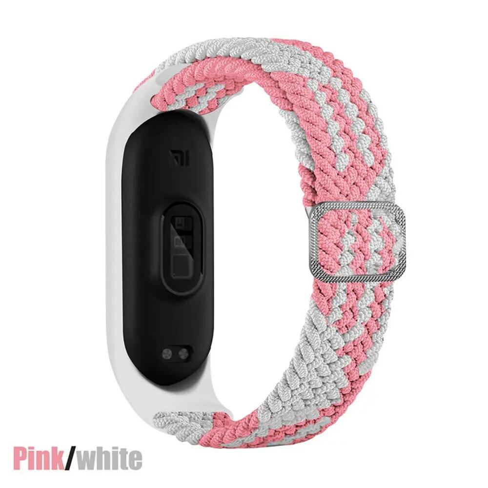 Тканый нейлоновый ремешок для Mi Band 8 7 6 Эластичный регулируемый нейлоновый браслет для Xiaomi Mi Band 4 3 5 6 7