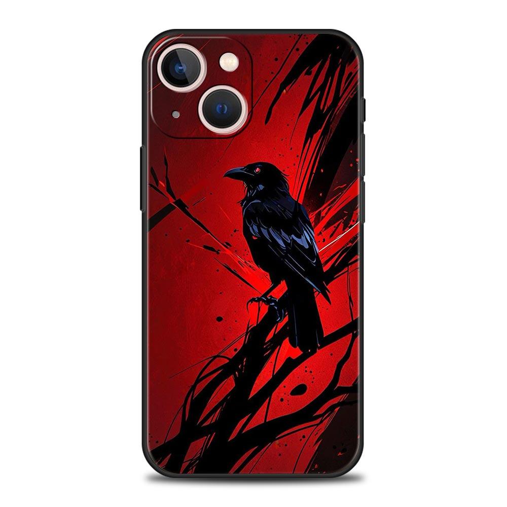Черный Ворон Чехол для Телефона для iPhone 17 16 15 14 13 12 11 Pro Max 17 Air Plus Ударопрочный Мягкий ТПУ Чехол Fundas Capa Coque Сумка