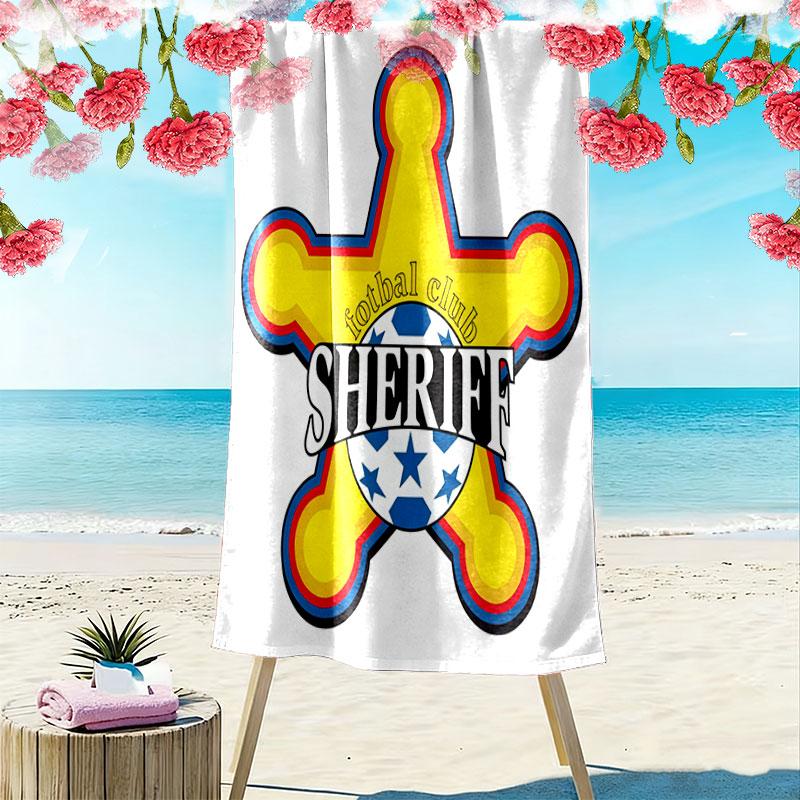 FC Sheriff Print Beach Towel, Large Soft Quick Dry Towel for Beach Camping Swimming