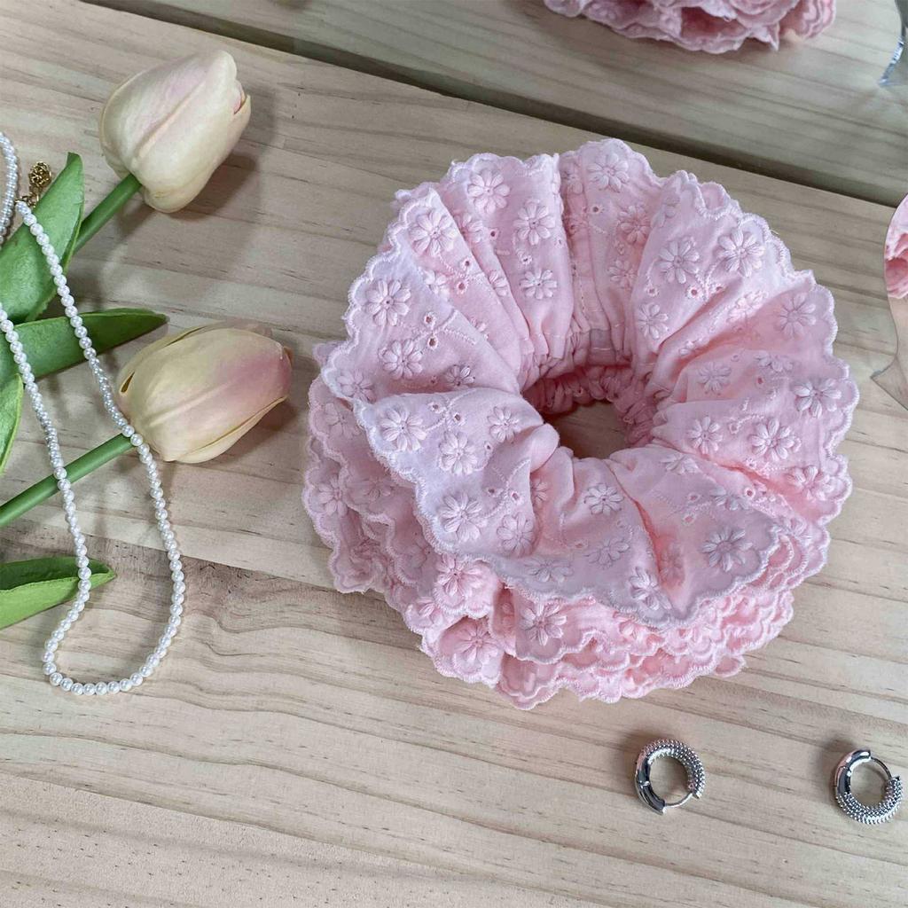 Hollows Laces Hair Tie Big Flower Lolitas Hair Rope Lace Scrunchies Hair Rope for Women and Girls
