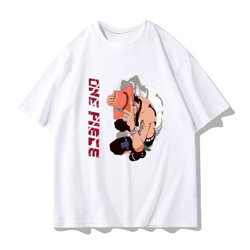 Japanese ONE PIECE Joint Clothes Tshirt Unisexs Summer Shortsleeved TwodiUnisexsional Animation Luffy Loose Halfsleeved Tide