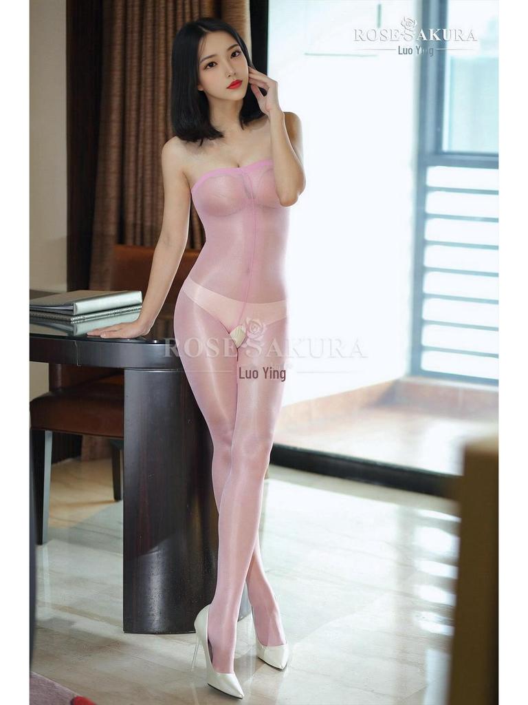 Luoying 0702 Блестящие колготки-трубы с открытым шаговым швом и ночные чулки