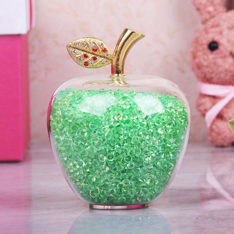 1PC Amazing Love Gifts Hollow Glass Apple Full Fill with Color Crystal Rhinestone Figurines Home Decoration Accessories