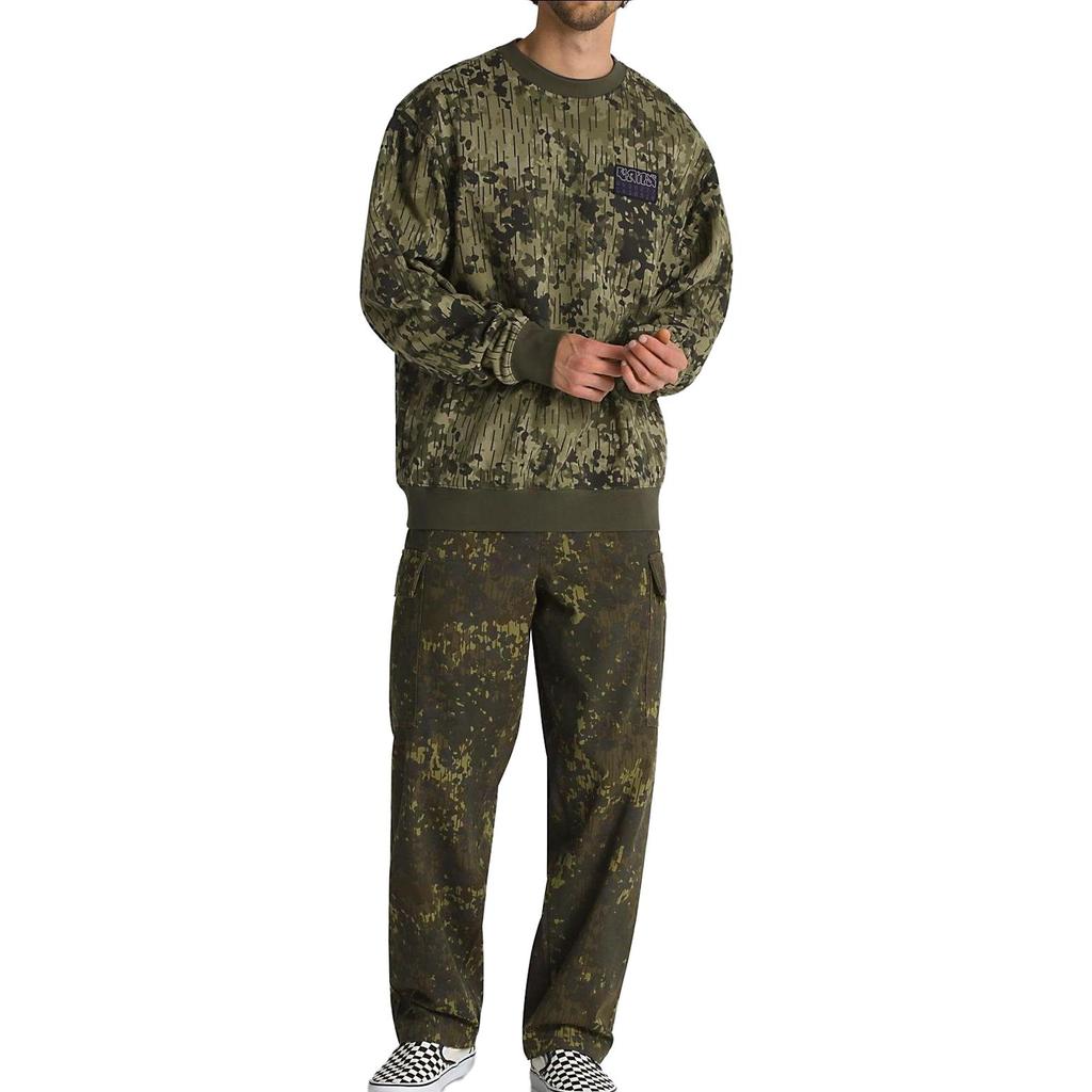 Vans Камуфляжный пуловер с круглым вырезом, мужские топы, зеленый VN0008UKCBI