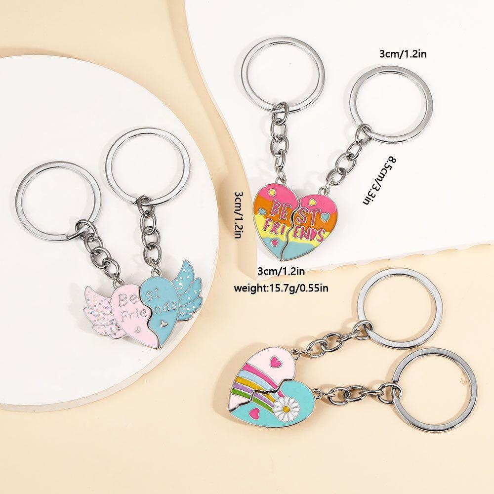1 пара магнитных брелоков в форме сердца для лучших подруг, подвесные украшения, подходящие брелки в форме сердца для сестер