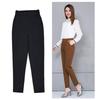 Soft Trousers Elegant Women's High Waist Slim Fit Pants with Pockets for Office Lady Style Solid Color Casual Commuting Trousers