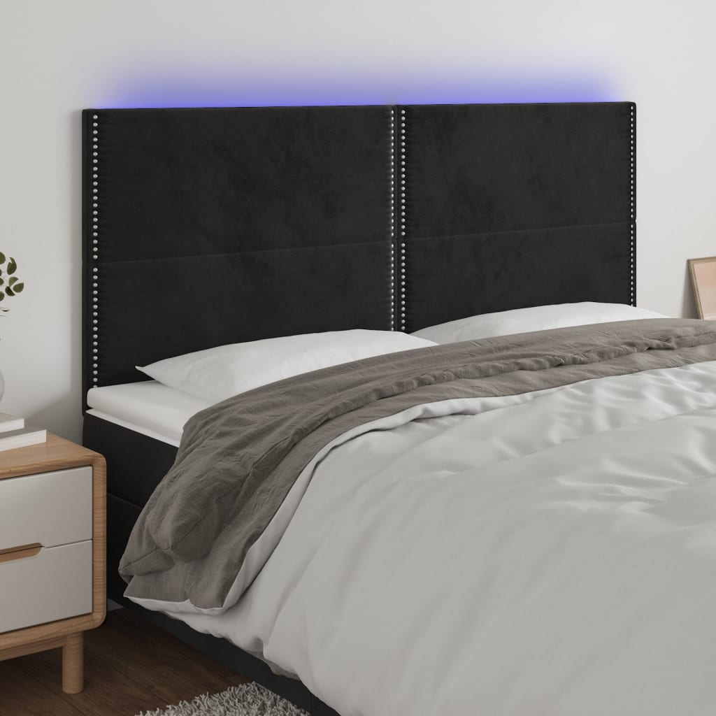 LED Headboard Black 200x5x118 128 cm Velvet