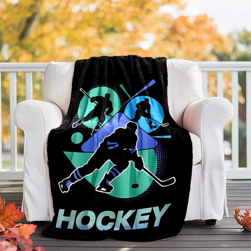 ice hockey Theme Printed Blanket - Perfect for Couch, Bed, Travel & Outdoor Use | Machine Washable, Cozy & Durable.